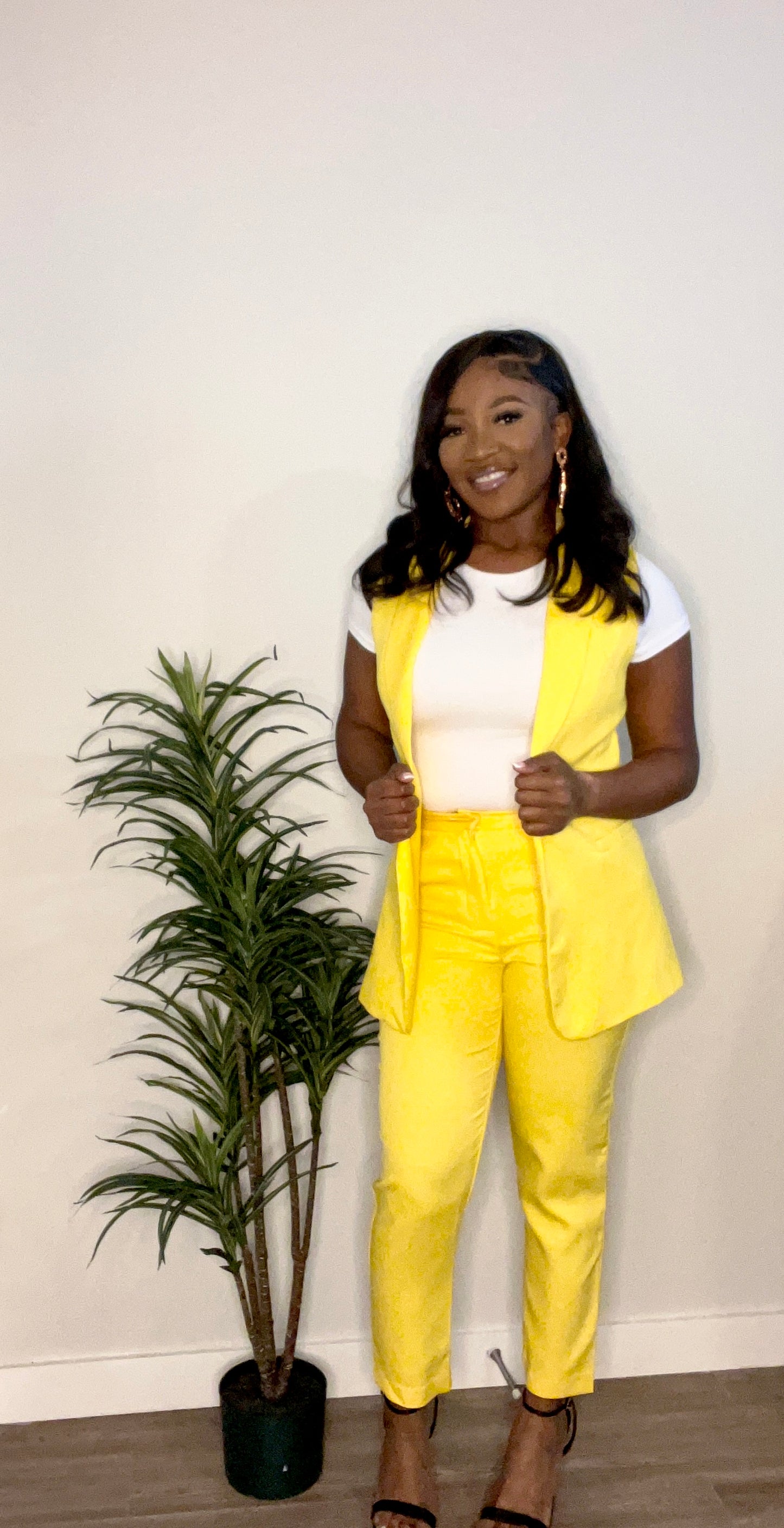 Yellow Blazer Pant Set